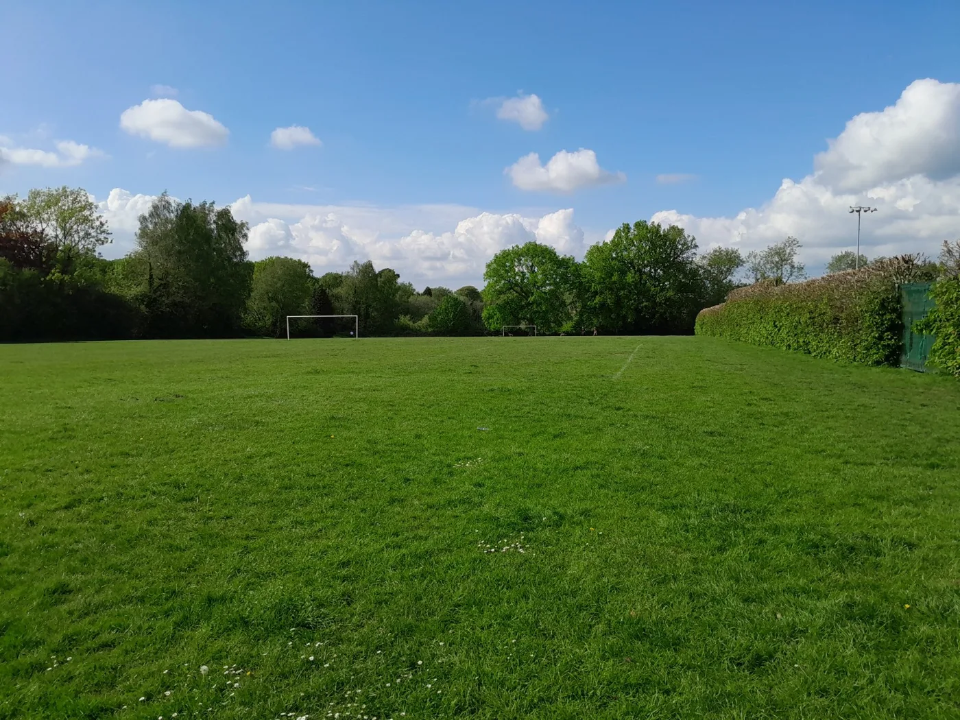 Haven Sports Field, Crawley Down, in May 2026. The proposed hall would stand in the sports field car park off Hophurst Lane, which is not shown here