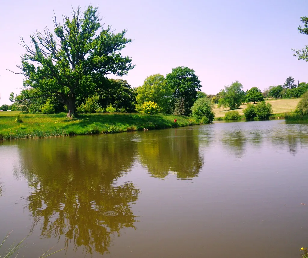 The lake at Borde Hill, Haywards Heath, which runs a Halloween trail all half term. Photographed in summer.